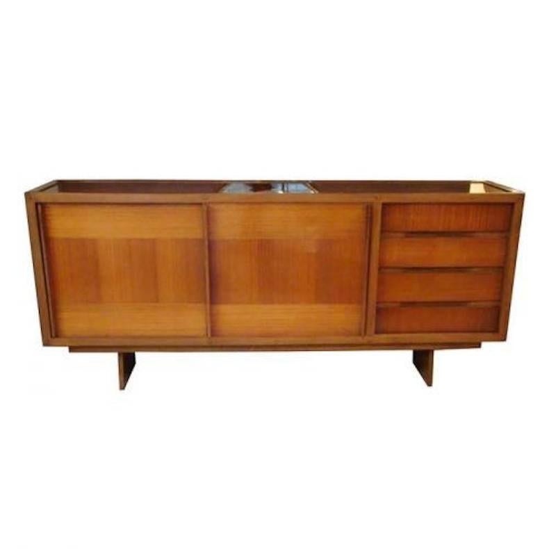 Andre Sornay Private Commission Mid-Century Sideboard in African Mahogany 1959 For Sale