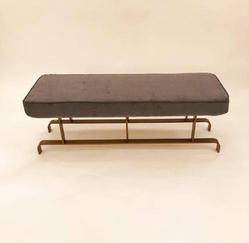 French Mid-Century Modernist Bench in Brass Attributed to Maison Jansen For Sale