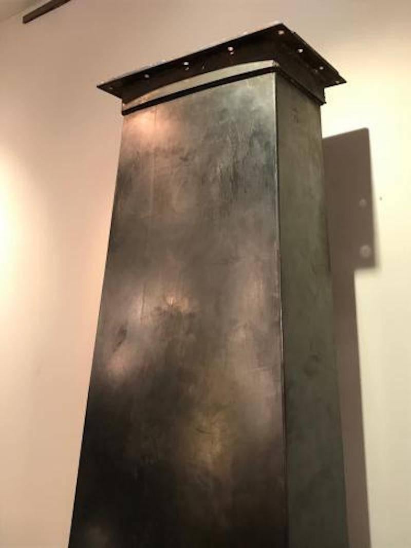 Steel Mid-Century Modernist Metal Fireplace in the Style of Jean Royère For Sale