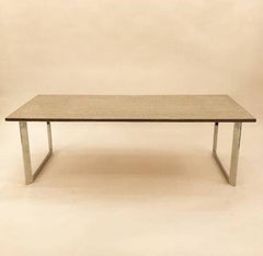 Large Scaled Cocktail Table in Tile and Chromed Steel in the Style of G. Jouve