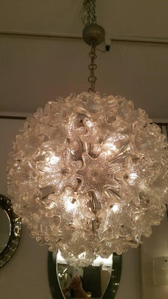 Midcentury Flower Ball Shaped Chandelier in the Style of Venini