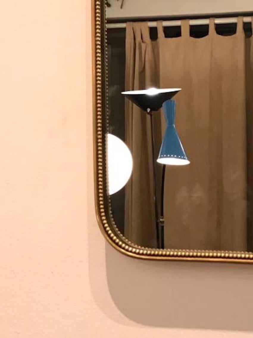 Gio Ponti Attribution Midcentury Wall Mirror in Brass, Italy, circa 1950 In Excellent Condition For Sale In New York, NY