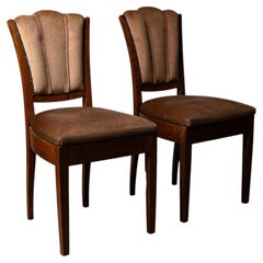 Pair of Finnish Art Deco Oak Dining or Hallway Chairs, c. 1930s