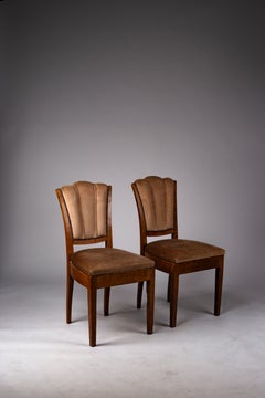 Pair of Finnish Art Deco Oak Dining or Hallway Chairs, c. 1930s