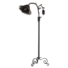 Unique circa 1930s Finnish Handcrafted Copper and Wrought Iron Floor Lamp