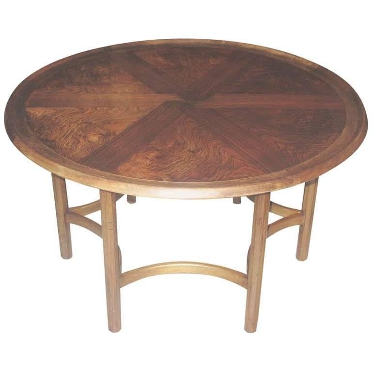 Danish Modern Circular Coffee or Low Table with Beautifully Figured Rosewood Top For Sale