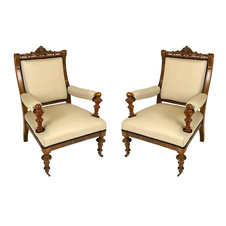 Pair of Danish 19th Century Large-Scale Aesthetic Movement Armchairs