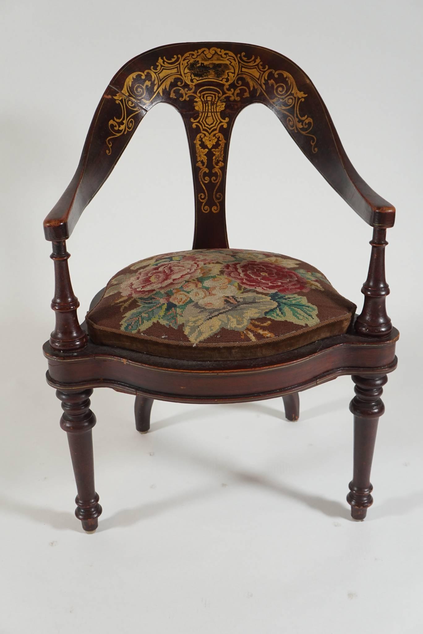 Painted Pair of 19th Century Mahogany Spoon Back Chairs