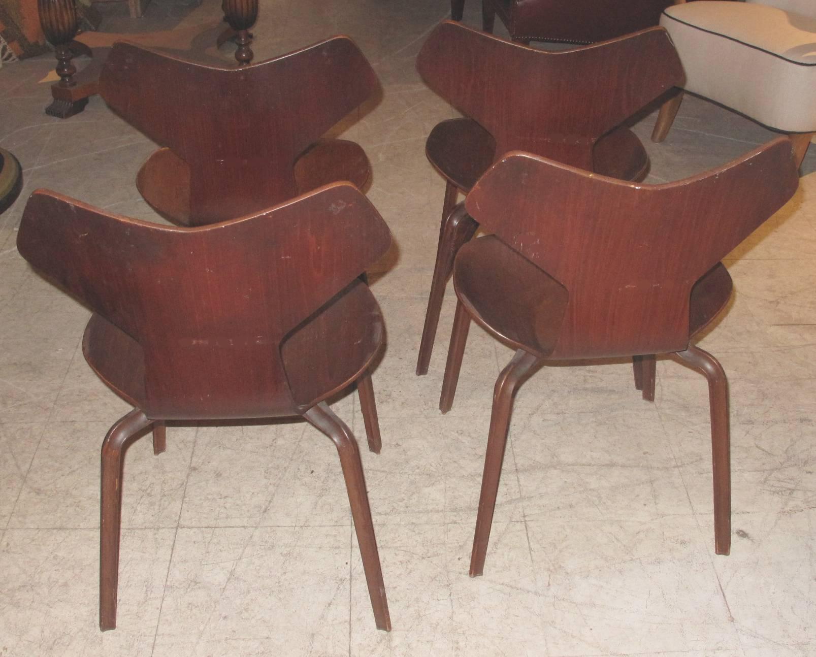 Danish Set of Four Arne Jacobsen Grand Prix Side Chairs For Sale