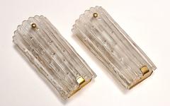 Pair of Large-Scale Pressed Glass Wall Sconces by Orrefors