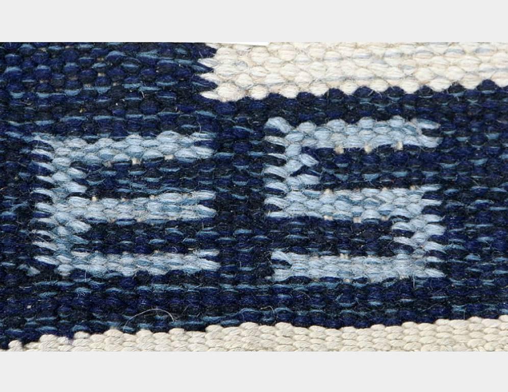 Scandinavian Modern Swedish Rölakan Carpet with Geometric Patterns
