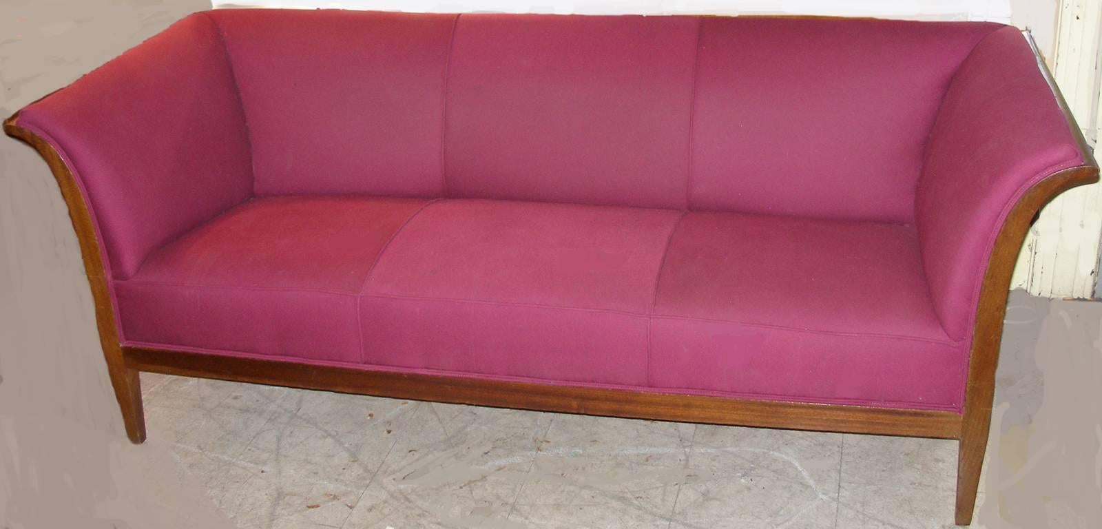 1940s mahogany frame sofa in the classical style by designer Frits Henningsen.