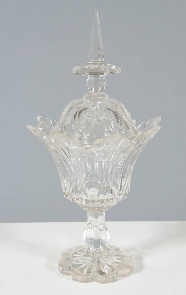 Victorian Pair of 19th Century Anglo-Irish Cut-Glass Compote Jars