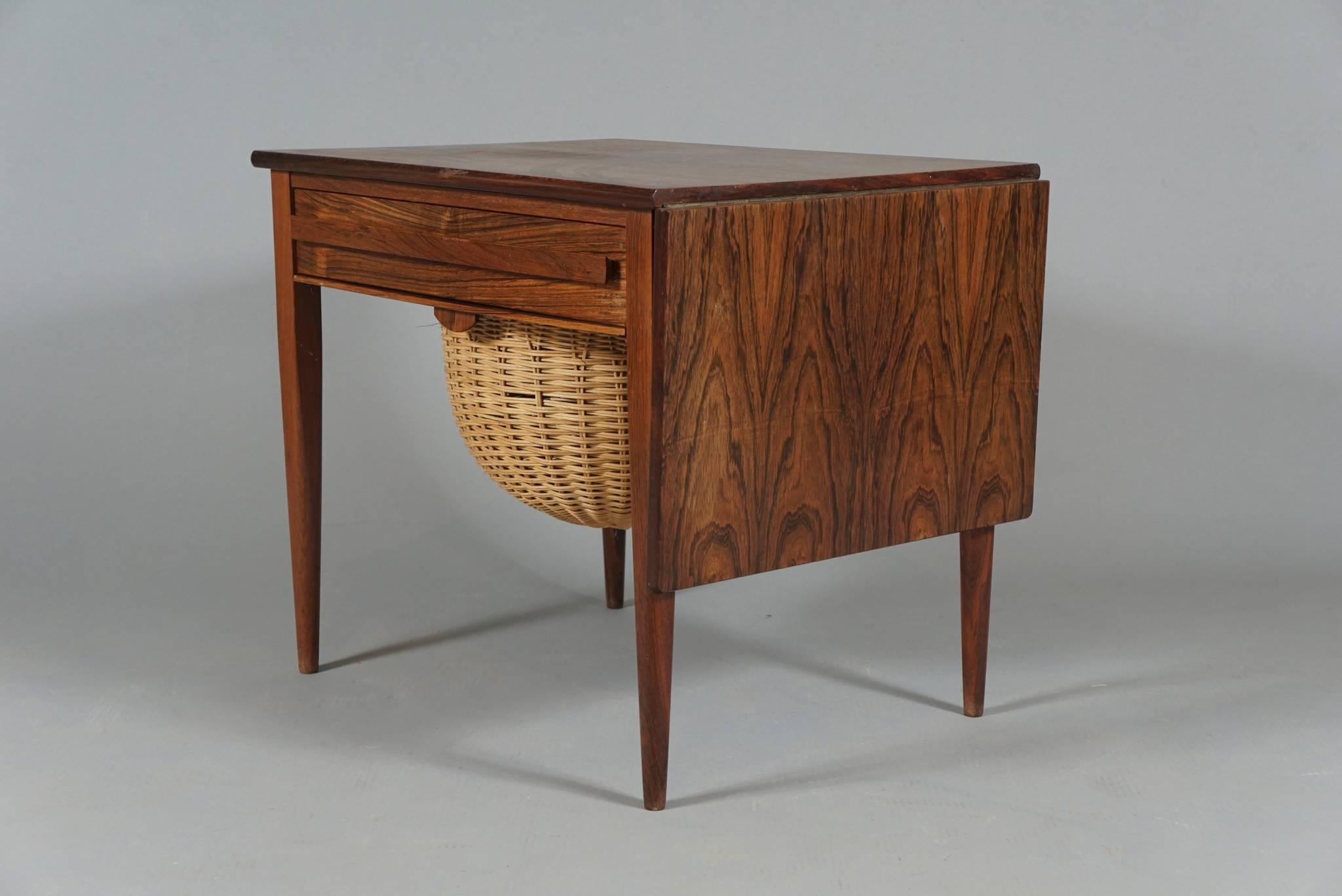 Mid-20th Century Danish Modern Drop-Leaf Sewing Table