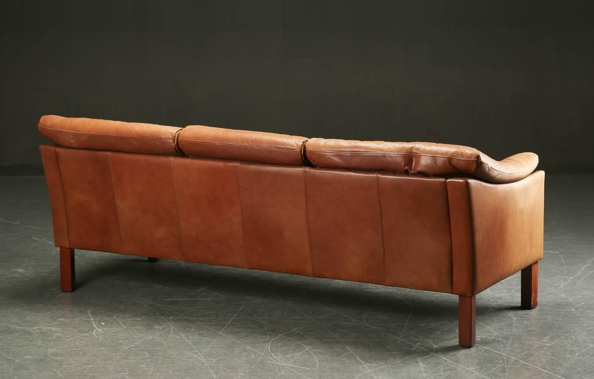 Mid-20th Century Danish Modern Leather Upholstered Sofa