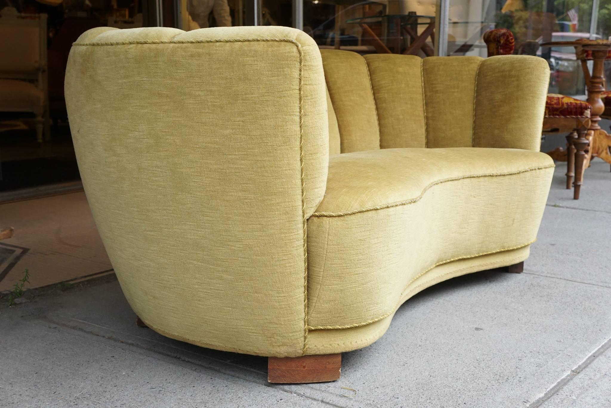 Mid-20th Century Gold Banana Form Sofa
