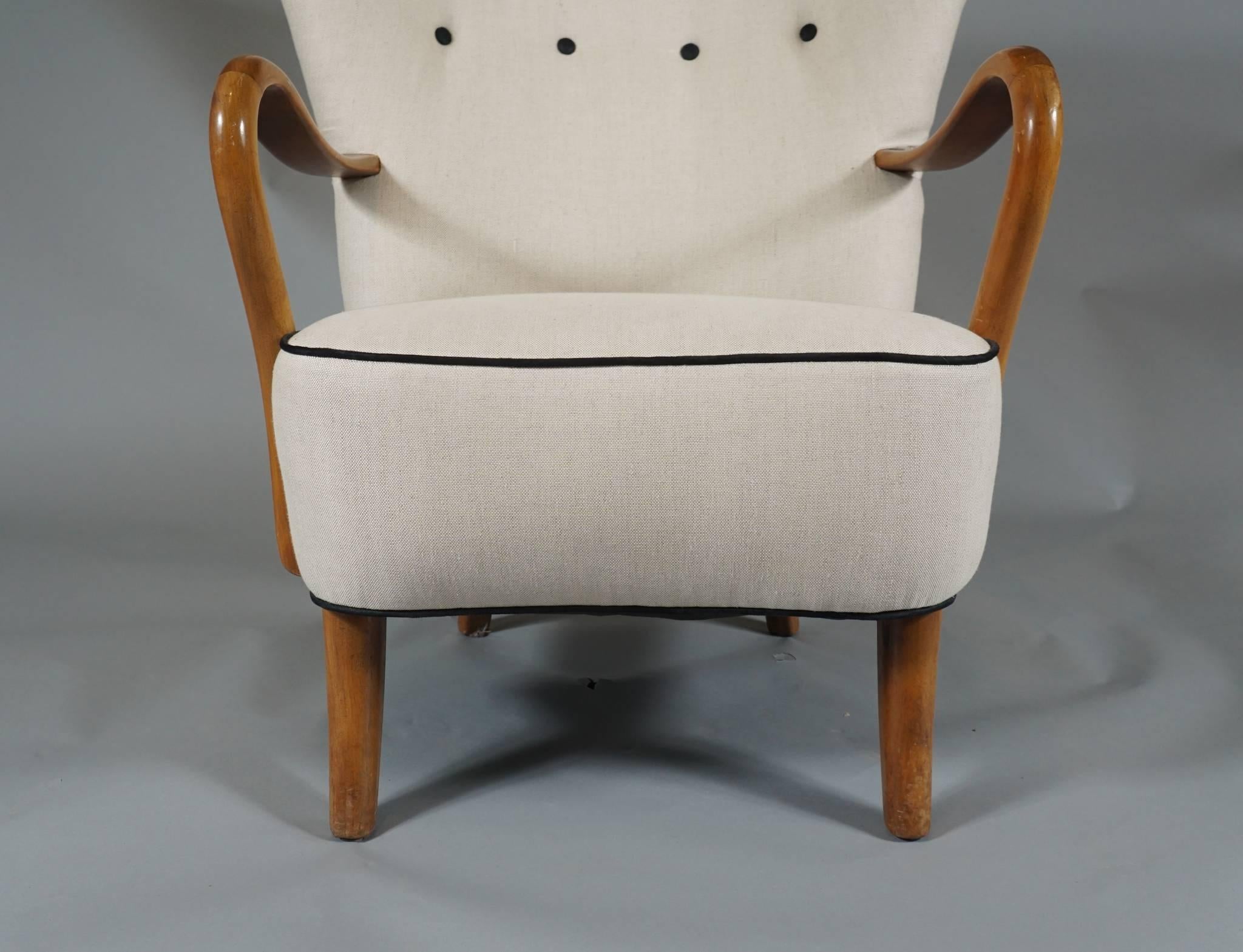 Mid-20th Century Open Armchair by Alfred Christensen