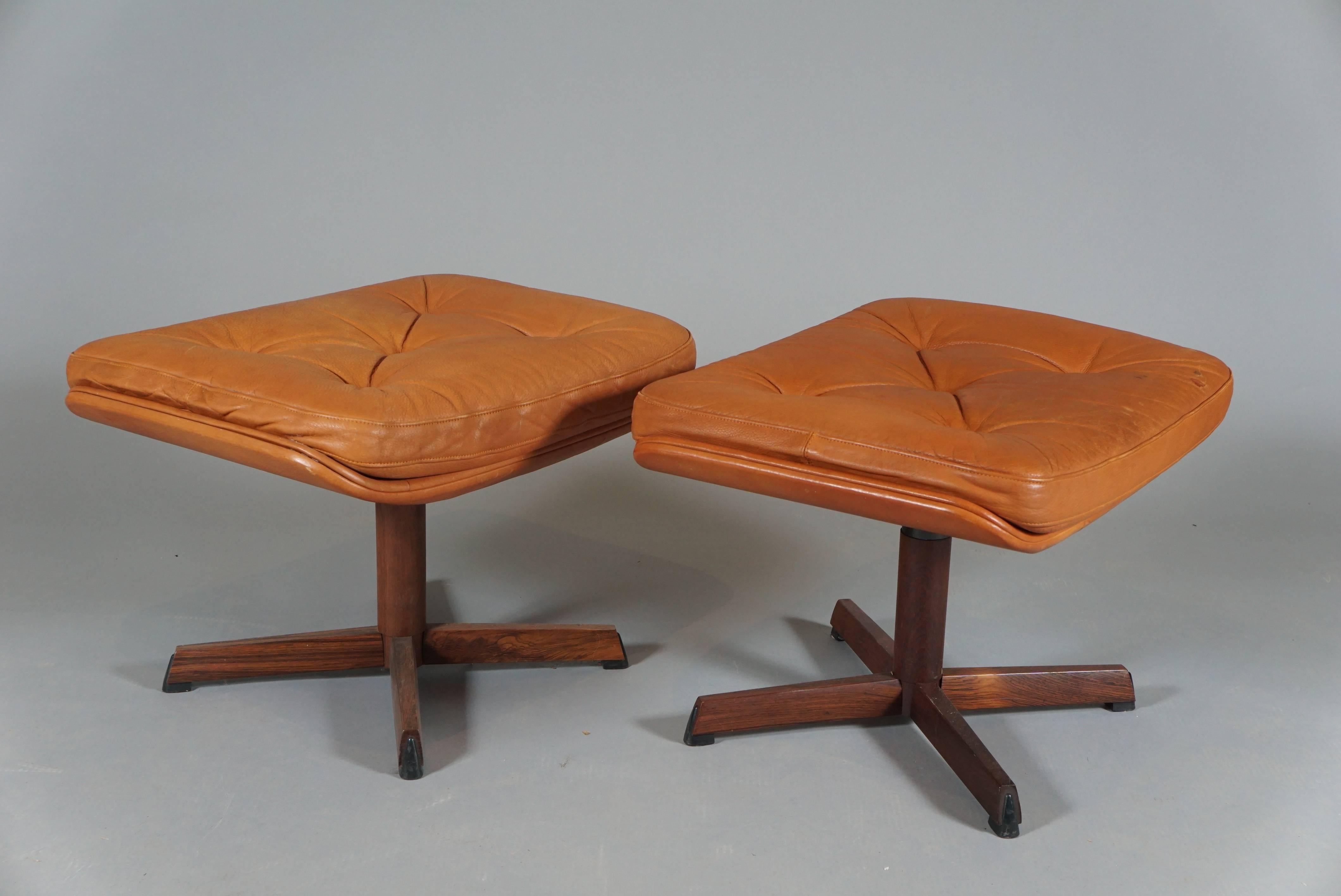 Pair of Swivel Chairs and Ottomans by Madsen & Schubell 1