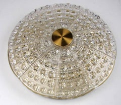 Ceiling Fixture of Pressed Glass and Brass by Orrefors