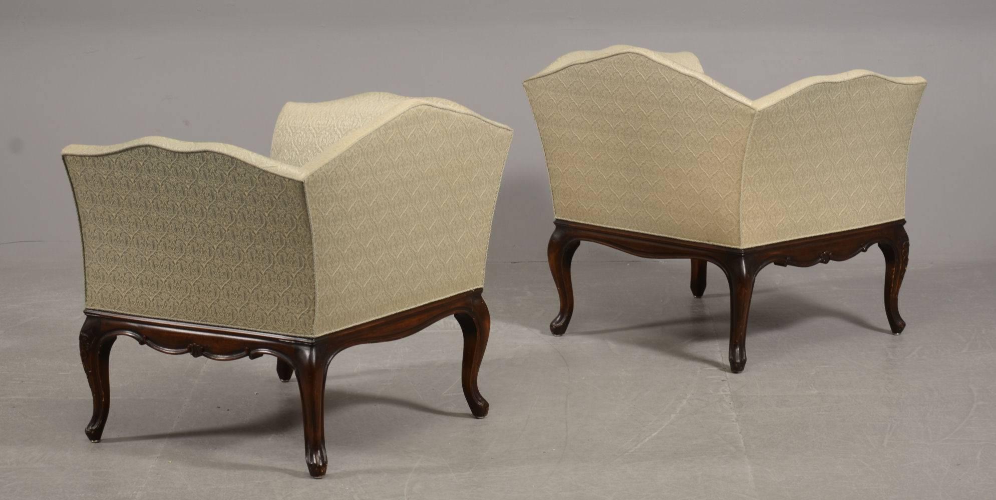 Rococo Pair of French Bergere Armchairs