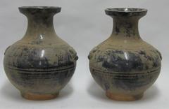 Extra Large Pair Black Crackle Vases, China, Contemporary