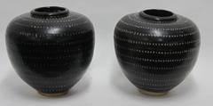 Black With White Pin Dots Vases, China, Contemporary