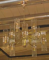 Sciolari Multi Crystal Rod Chandelier, Italy, Mid Century