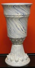 Porcelain Marbelized Blue And Cream Trophy Vase, China, Contemporary