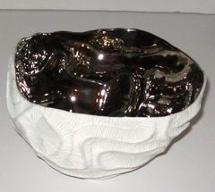 Hand Made Porcelain And Platinum Vase, Contemporary, Italian