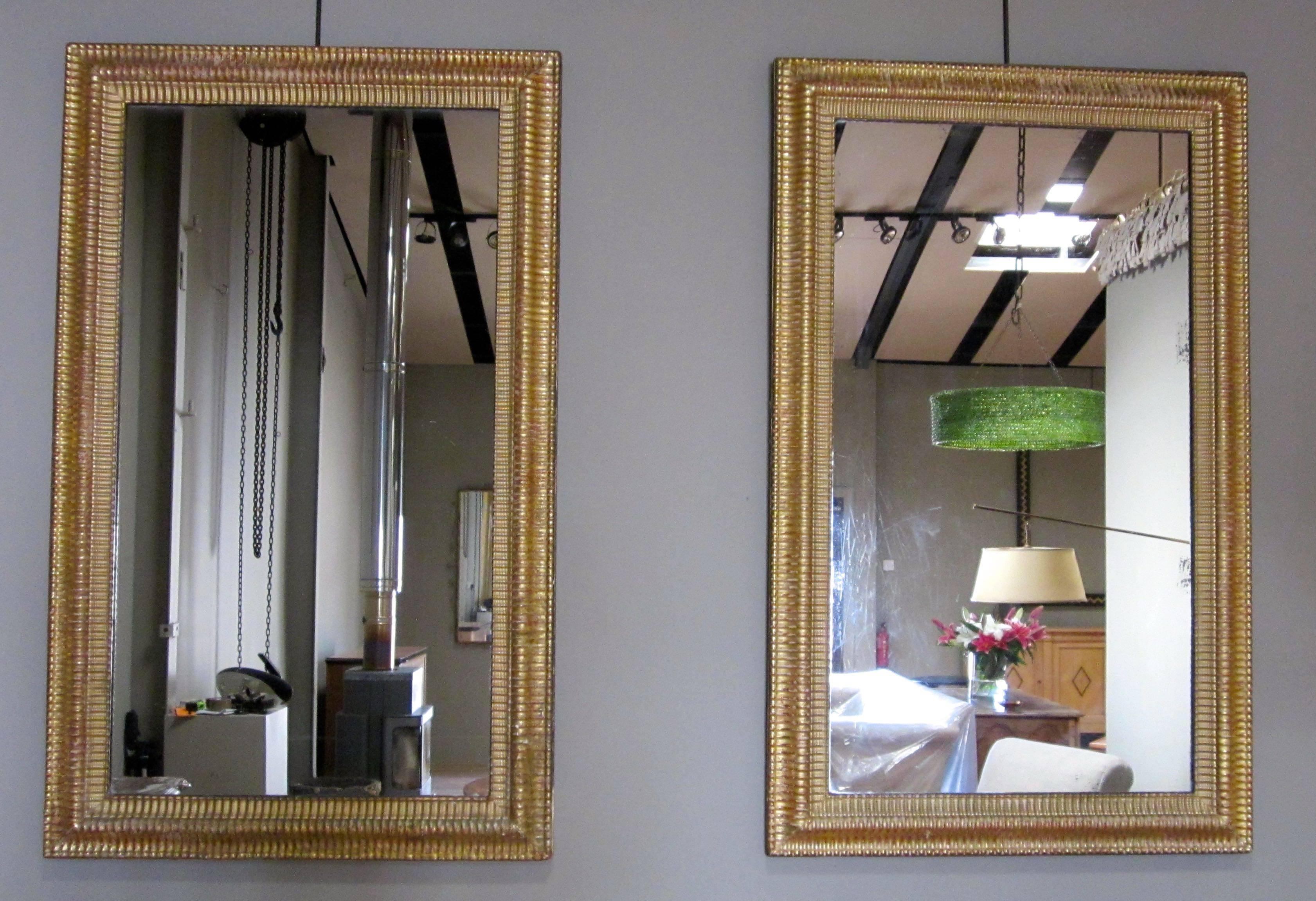 19th Century Gold Gilt Decorative Frame Rectangular Wall Mirror, France 3
