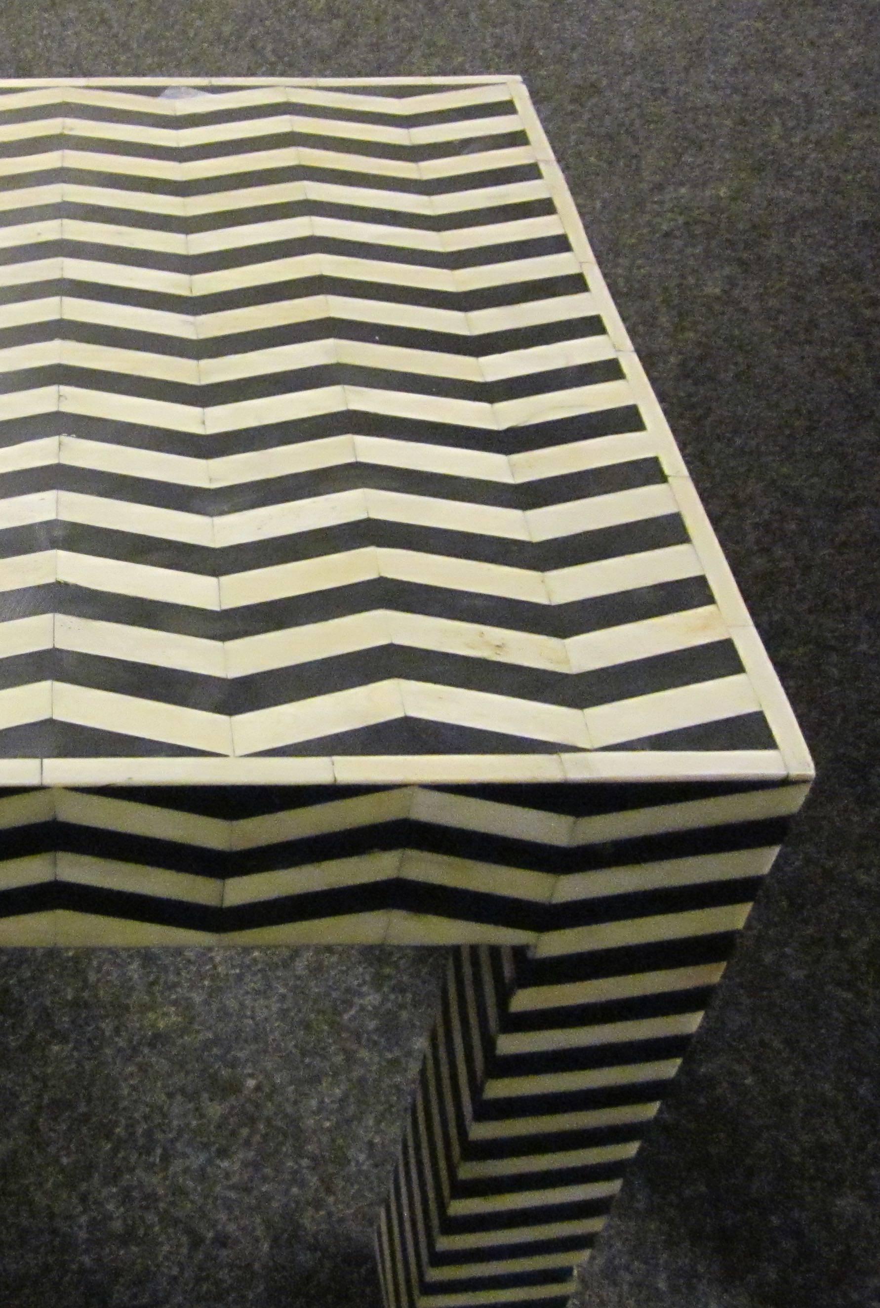 Indonesian Black and White Square Side Table, Indonesia, Contemporary