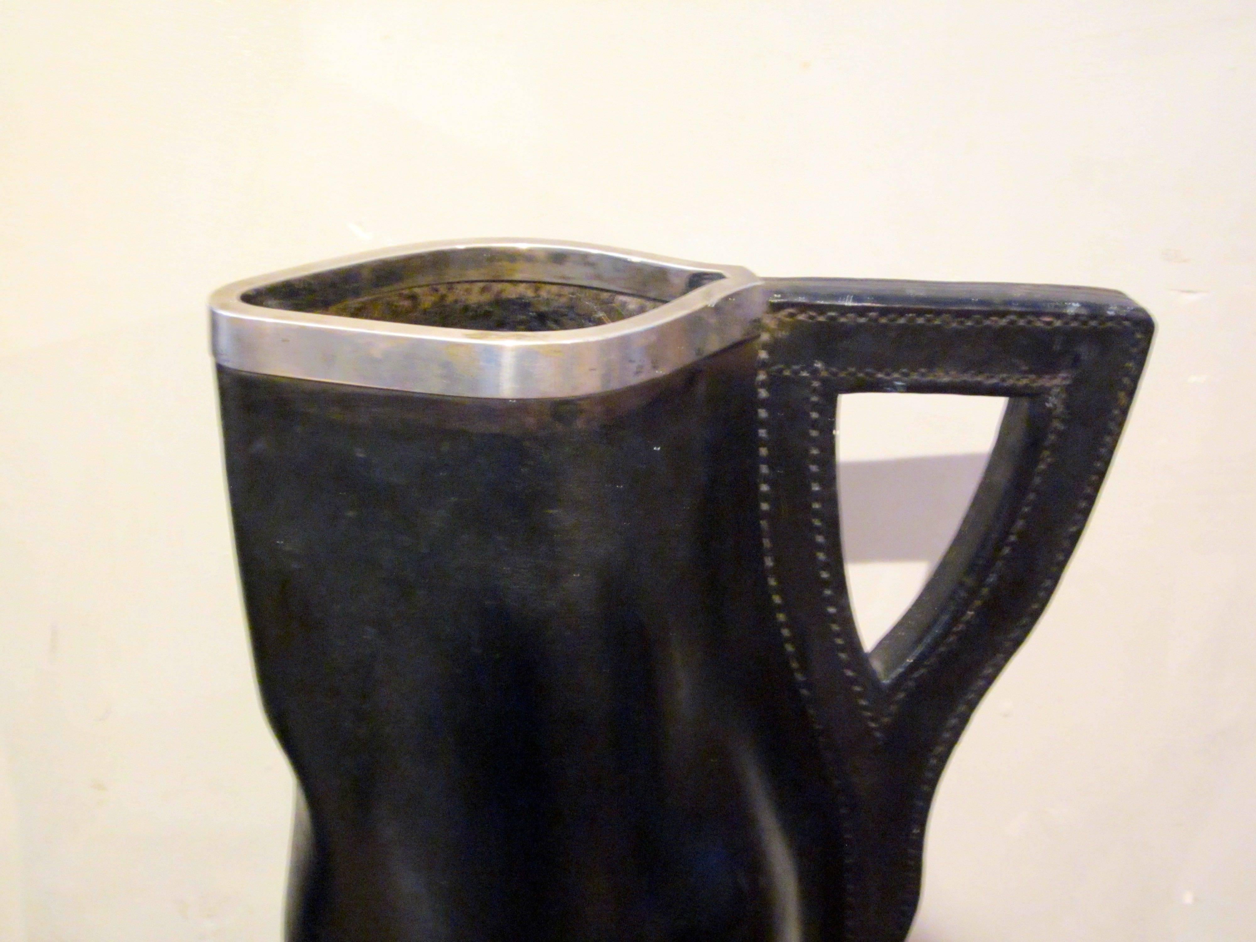 19th Century Black Leather Pitcher, England In Excellent Condition In New York, NY