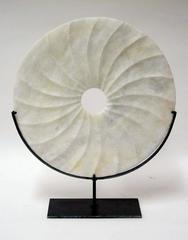 White Textured Disc Sculpture, China, Contemporary