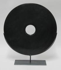 Large Black Stone Disc Sculpture, China, Contemporary