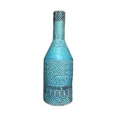 Vintage Inspired Design Blue Textured Vase, Thailand, Contemporary