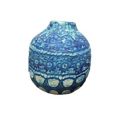 Vintage Inspired Design Blue Textured Vase, Thailand, Contemporary