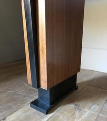 French Palisander and Sycamore Console Table, circa 1960, Metal Legs