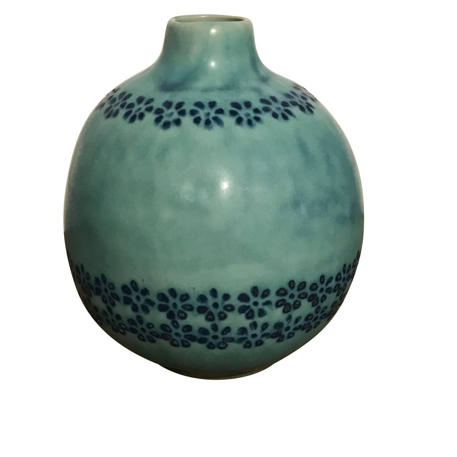 Contemporary Vintage Inspired Design Turquoise Vase, Thailand