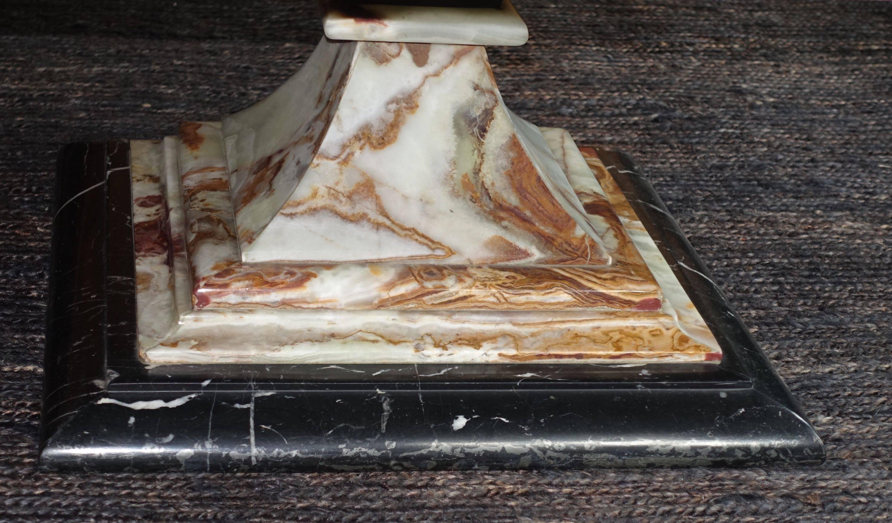 Italian Onyx Square Coffee Table, Marble Base, circa 1960 2