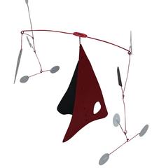 Mid-Century Black, Red, White Metal Mobile, France