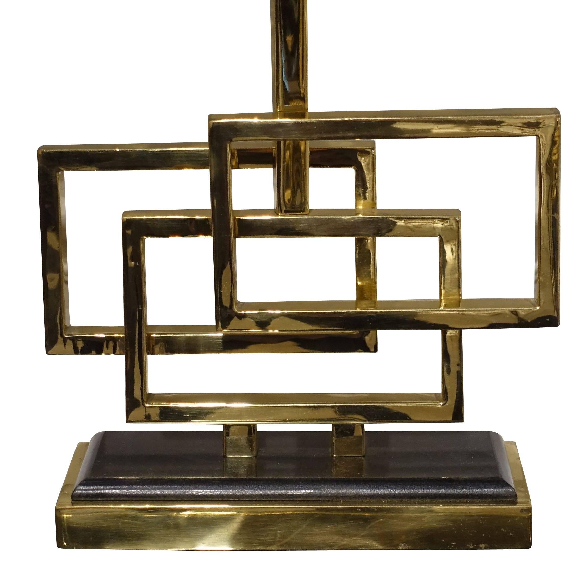 Belgian Pair of Brass Triple Box Lamps, Belgium, Contemporary