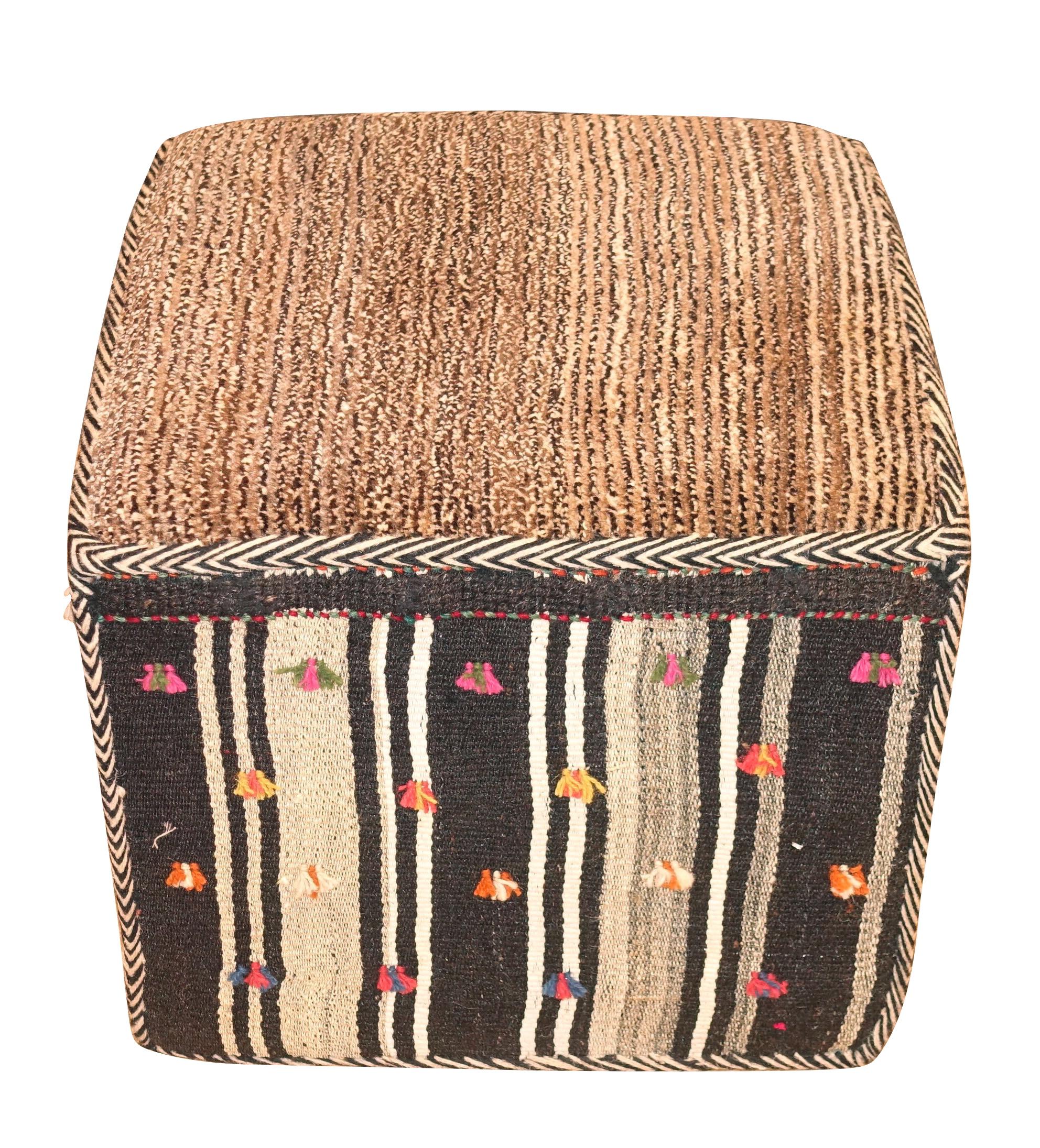 Unknown Decorative Kilim Footstool, Middle East, Contemporary