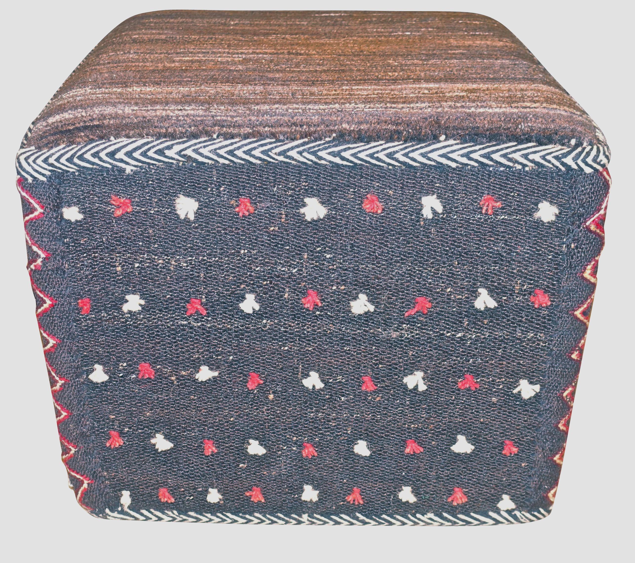 Decorative Kilim Footstool, Middle East, Contemporary In Excellent Condition In New York, NY