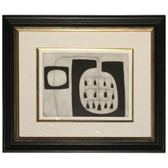 Abstract Black and White Etching by English Artist Oliver Gaiger, Contemporary