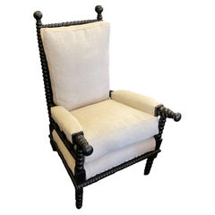 Antique Single Upholstered Bobbin Chair, England, 19th Century