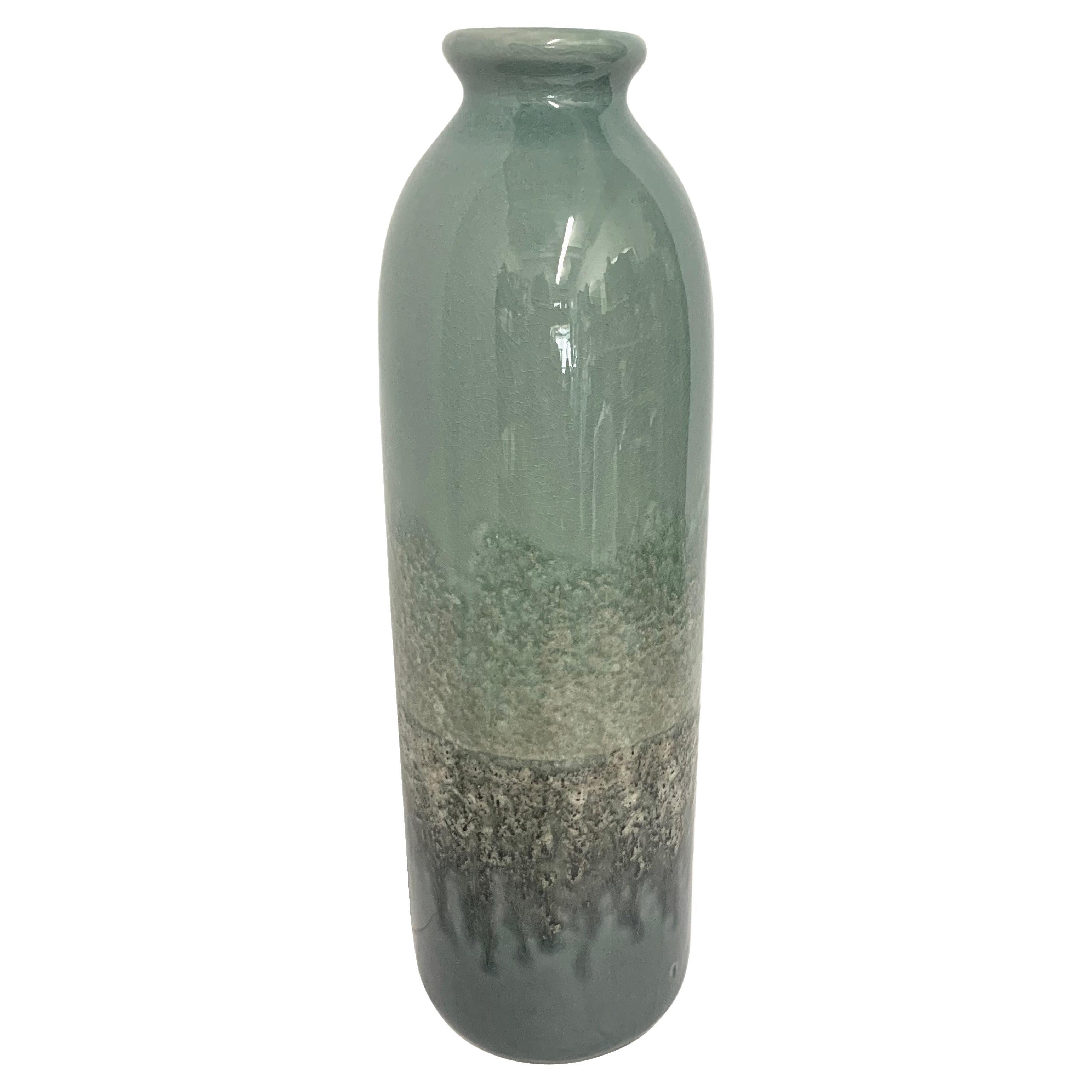 Grand vase en forme de colonne turquoise, Chine, contemporain en vente