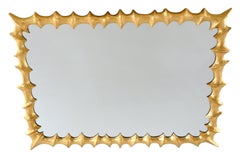 Mid-Century English Brutalist Gold Gilt Metal Frame Wall Mirror