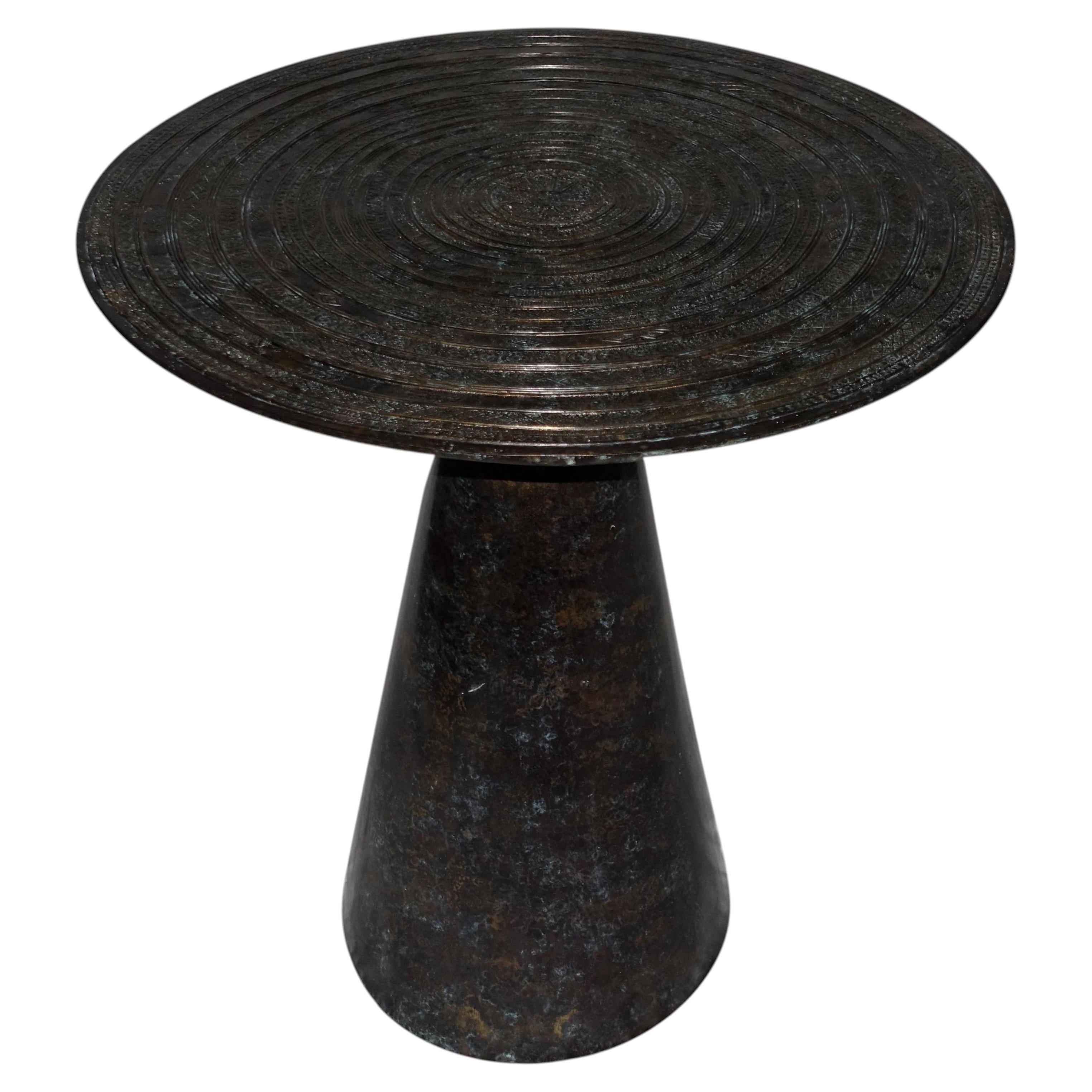 Contemporary Bronze Round Side Table with Drum Design, Germany For Sale