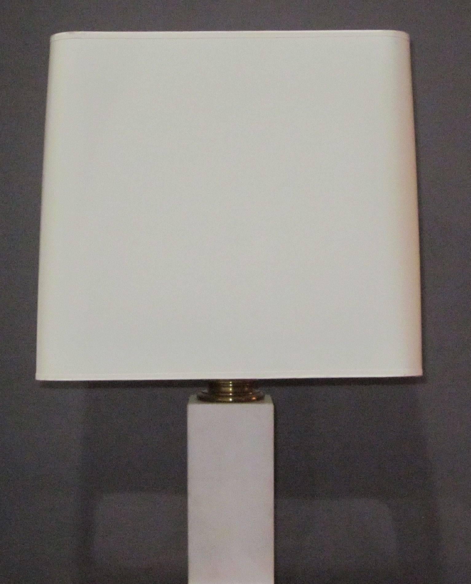 Mid-Century Tall White Marble Table Lamp by Yann Vlug, Belgium In Excellent Condition In New York, NY