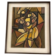 Abstract Painting, Dutch School, Signed STM, 1930s, Framed Art
